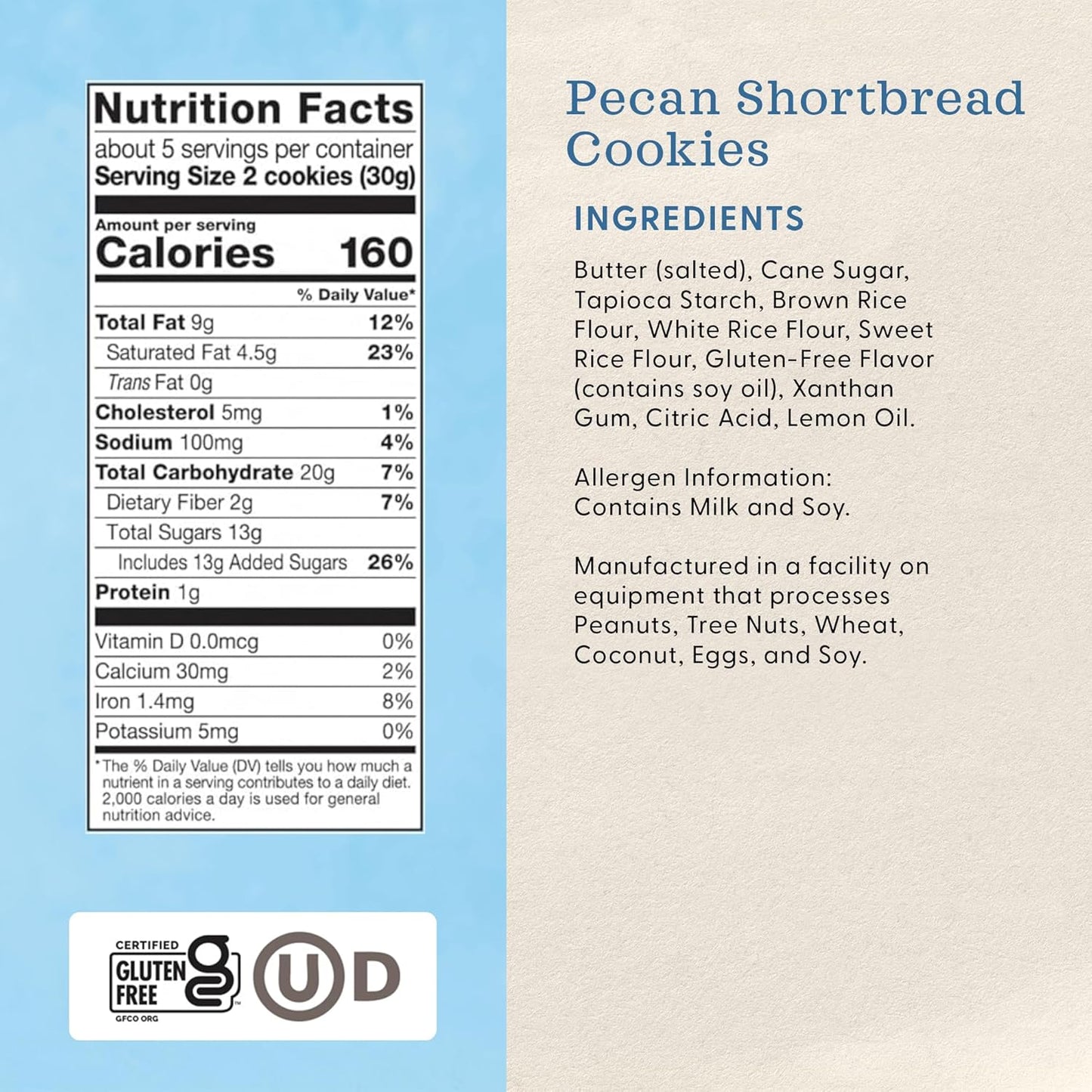 Pamela's Products Gluten-Free Pecan Shortbread Cookies, Case of 6, 6.25 oz.