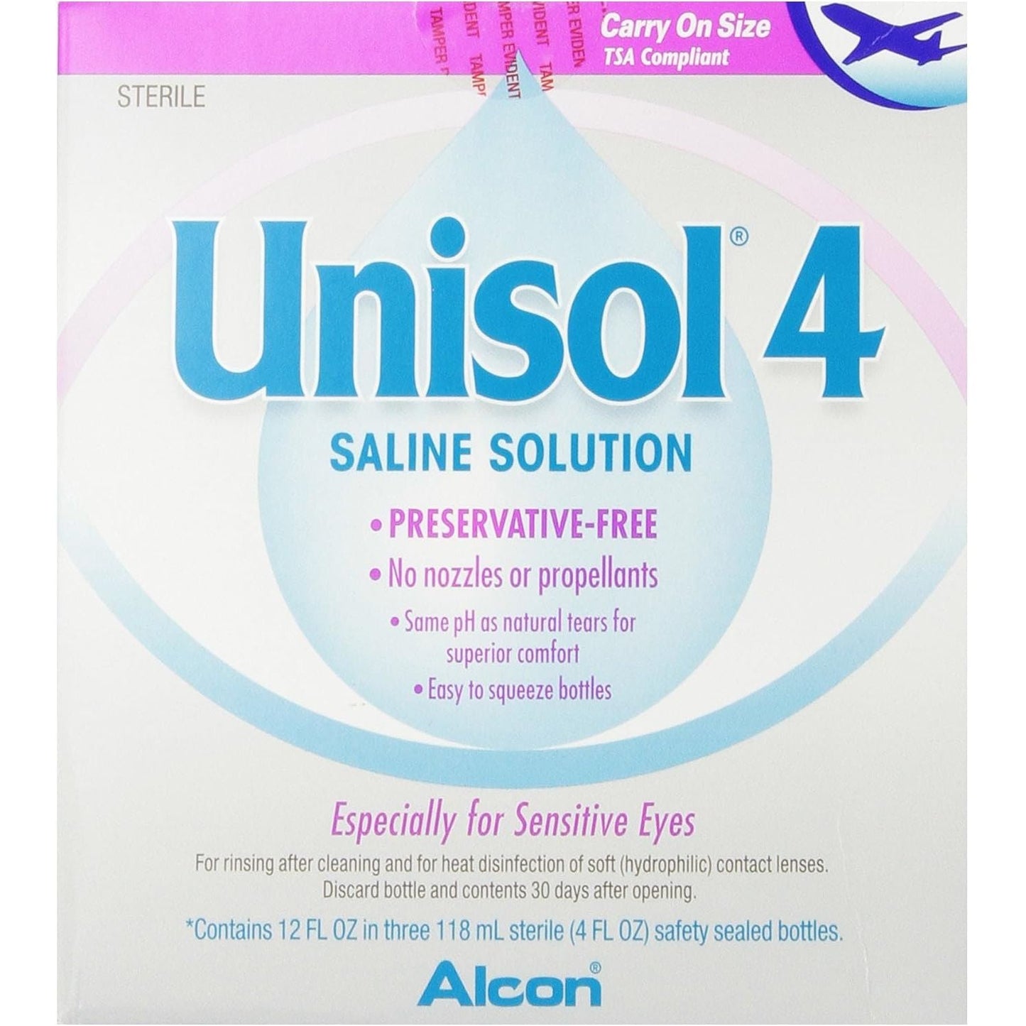 Unisol 4 Preservative Free Saline Solution, 12 oz