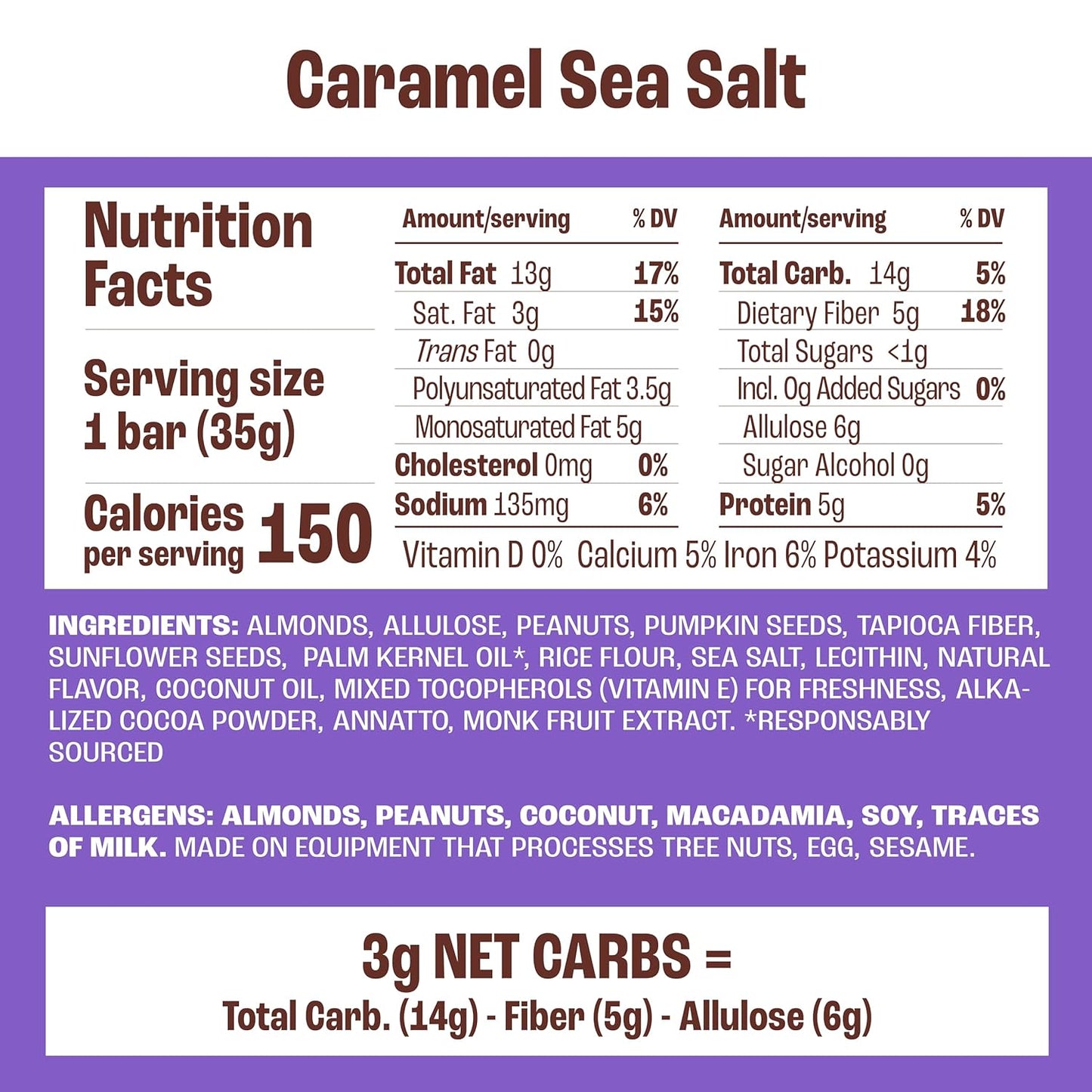 Munk Pack Keto Bar, Nut & Seed Caramel Sea Salt, Case of 12 (1.23 oz each)