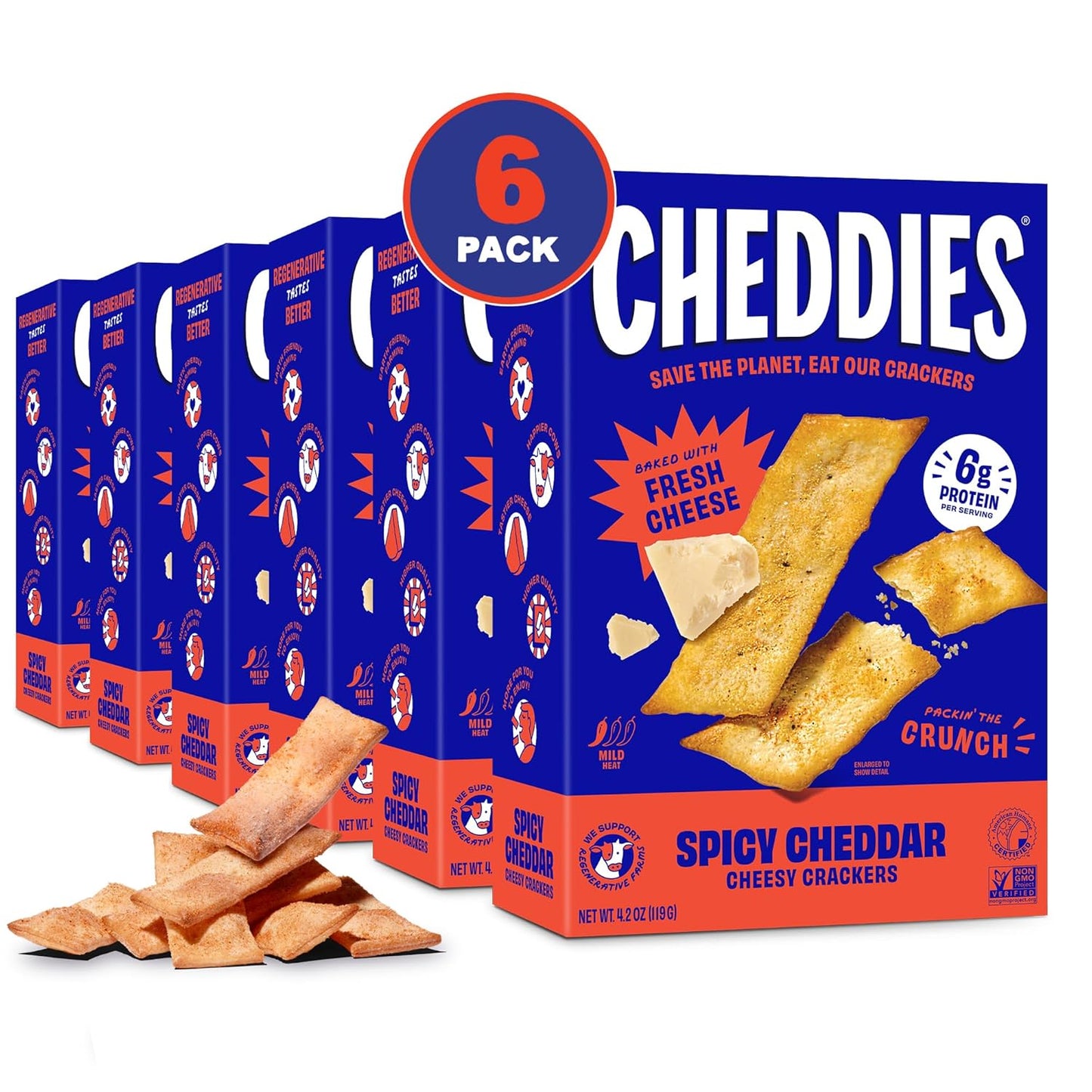 Cheddies Spicy Cheddar Crackers, 6 x 4.2 Oz