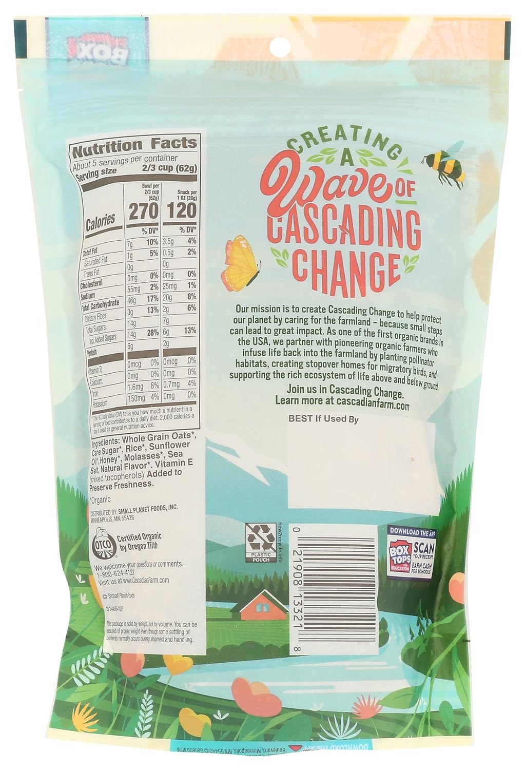 Cascadian Farm Organic Honey Granola Oats, 4 x 11 oz.