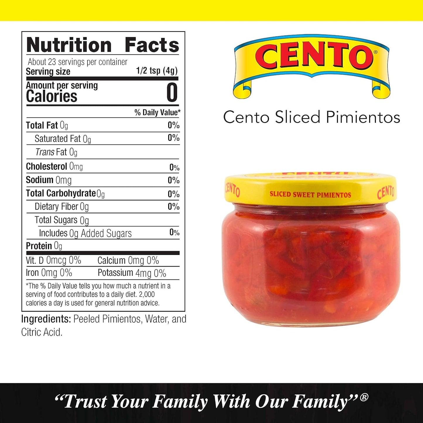 Cento Premium Quality Sweet Pimientos, 4 Oz, Pack of 12