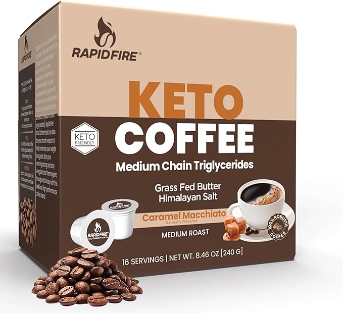 Rapidfire Keto Coffee Pods: Caramel Macchiato (Pack of 16)
