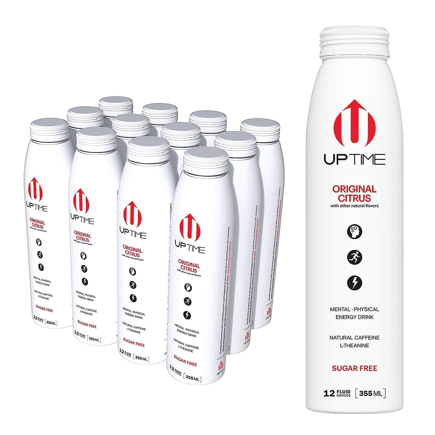 Uptime Energy Drink: Citrus, Sugar Free, Zero Calories (Pack of 12 - 12 Fl Oz)