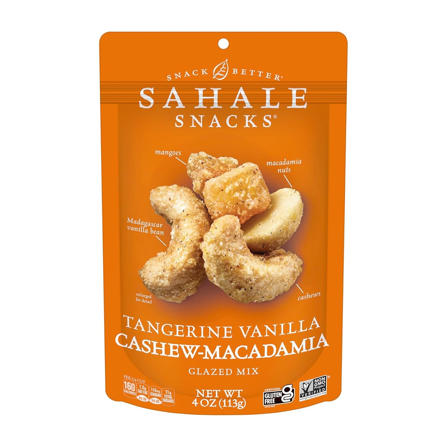 Sahale Tangerine Vanilla Cashew-Macadamia Glazed Snack Mix, 4 oz, Pack of 6