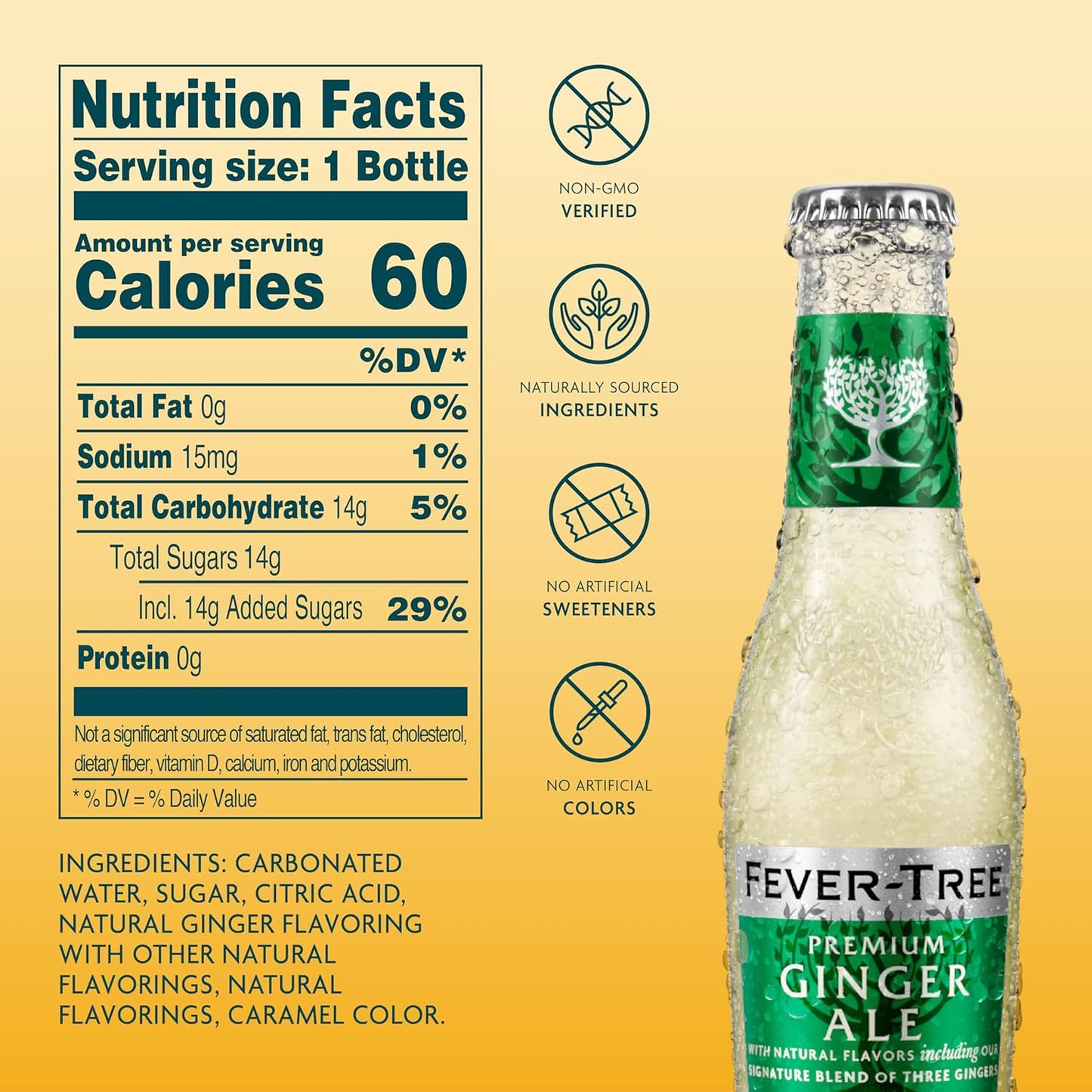 Fever-Tree Premium Ginger Ale, 6 x 6.8 Fl Oz Glass , Refreshing Mixer