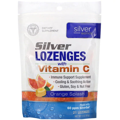 Silver Biotics Lozenges with Vitamin C for Immune Health (Pack of 21)