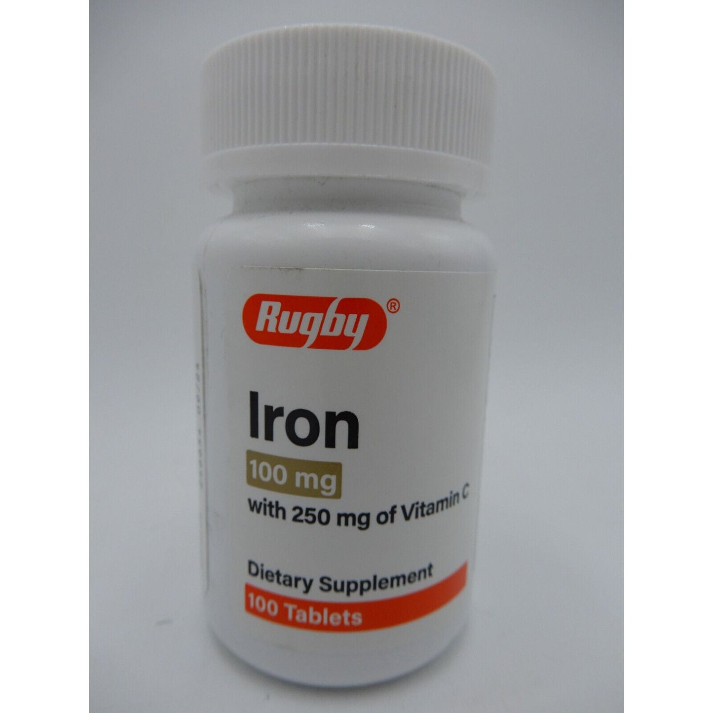 Rugby Iron 100 Mg With Vitamin C 250 Mg Supplement, 100 Tablets 880681176009VL
