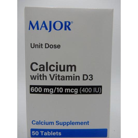 Major® Calcium 600 mg with Vitamin D3 10 mcg (50 Unit Dose Tablets)