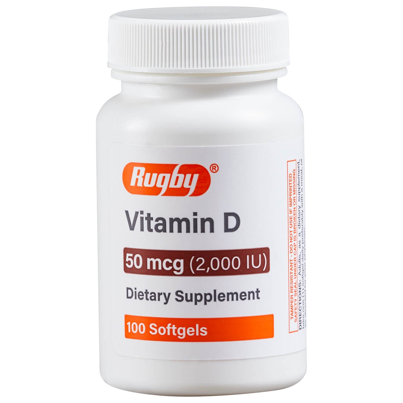 Rugby® Vitamin D3 Dietary Supplement – 50 mcg (2000 IU) Softgels
