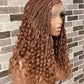 Wet And Wavy Knotless Braid Wig (100% Raw Human Hair) Color 30, HD Full Lace