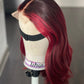 4 By 4 Loose Wavy Closure Wig (100% Human Hair) 18 Inches Wine Color