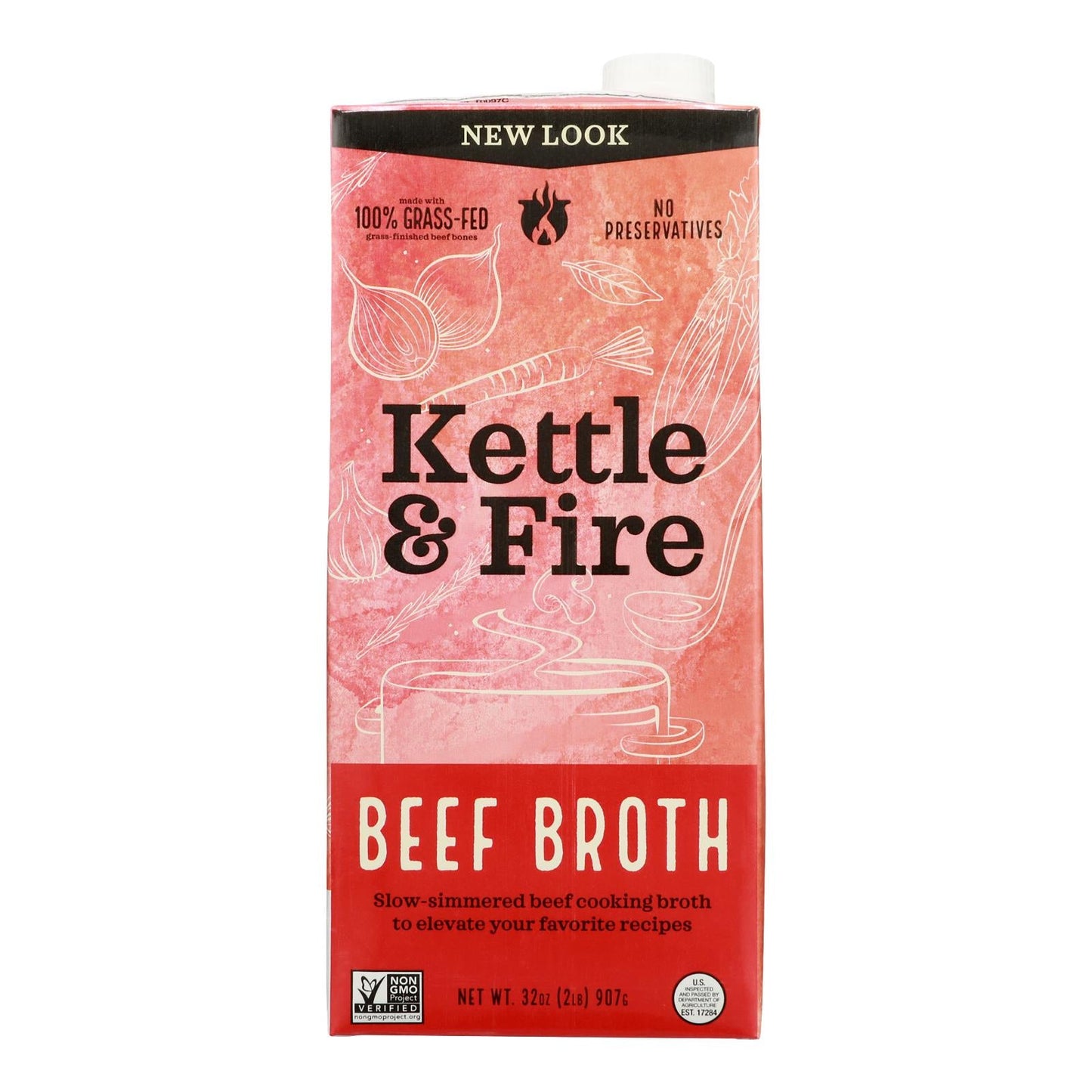 Kettle And Fire Beef Cooking Broth - 6 Pack 32 Oz