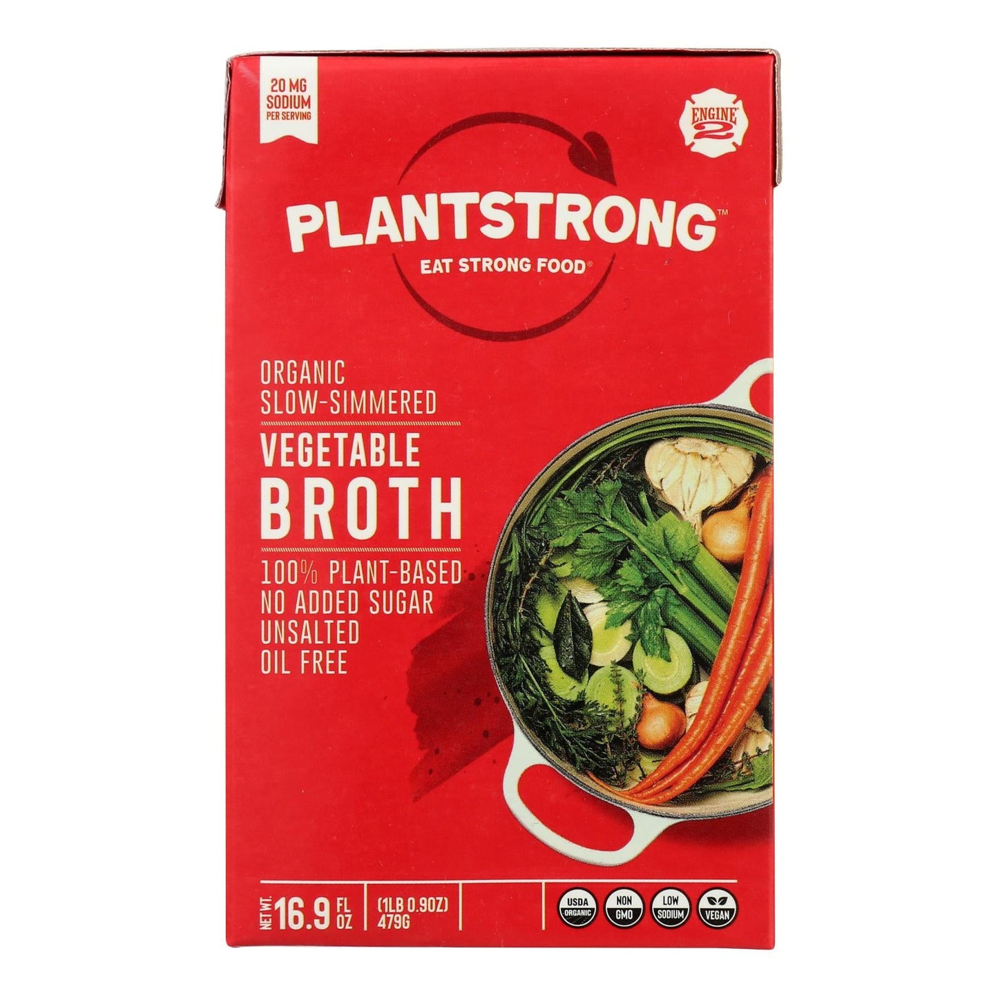PlantStrong Slow Simmered Vegan Broth (Pack of 6) 16.9 Fl Oz
