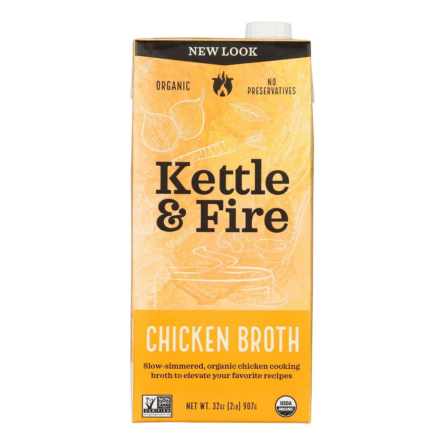 Kettle and Fire Organic Chicken Bone Broth (Pack of 6 - 32 oz.)