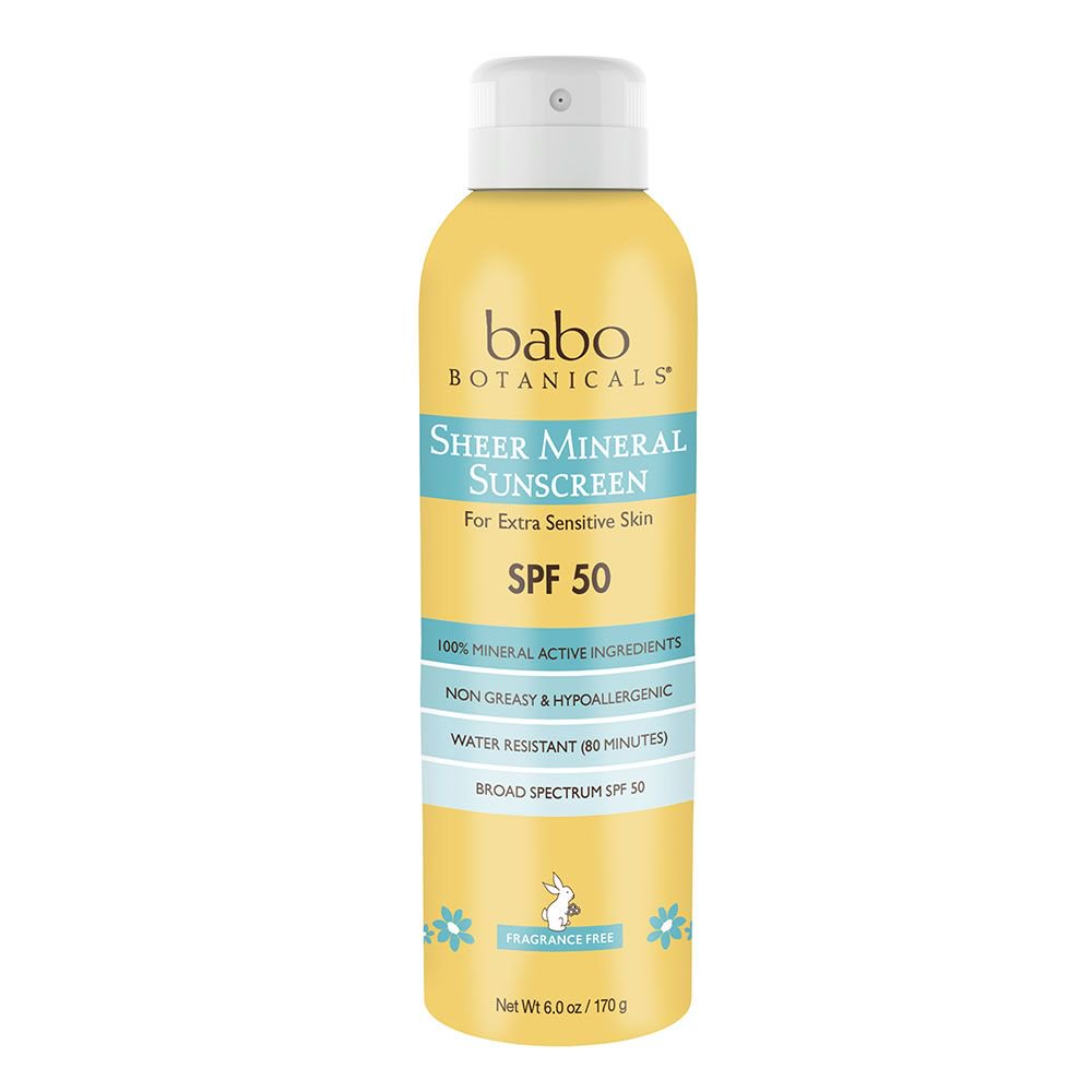 Babo Botanicals Sheer Mineral Spray Sunscreen SPF 50, 6 oz.