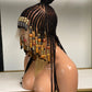 Queen Arewa Cornrow Beaded Wig (100% Full Lace Base) Color 1B