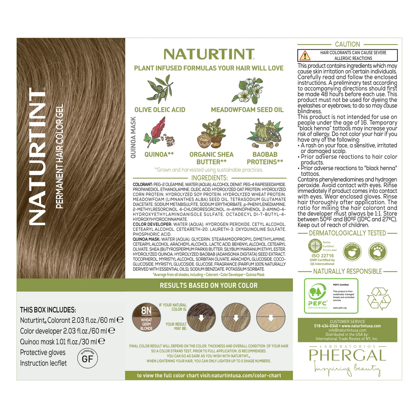 Naturtint 8N Wheat Germ Blonde Permanent Hair Color - Vegan, Ammonia-Free, 5.28 oz (Pack of 3)