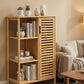 Bamboo 4 Tier Floor Cabinet with Doors, Freestanding Storage