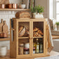 Bamboo Bread Box with Clear Doors – 2-Tier Kitchen Countertop Organizer