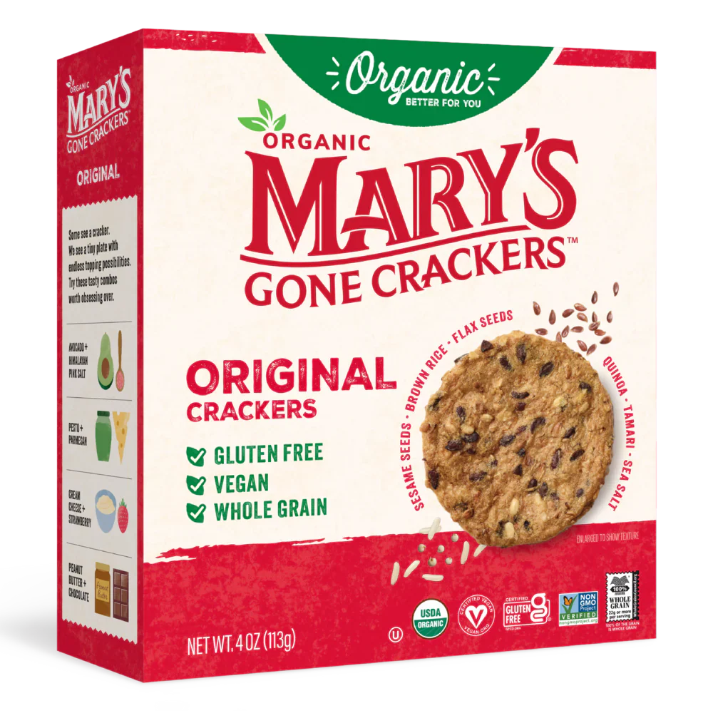 Mary's Gone Crackers Original Seed Crackers - Case of 6 Boxes (4 oz Each) Organic Gluten-Free