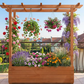 Raised Wooden Planter Box with Tall Trellis for Climbing Plants