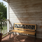 Cast Iron & Wood Outdoor Garden Bench with Ornate Backrest