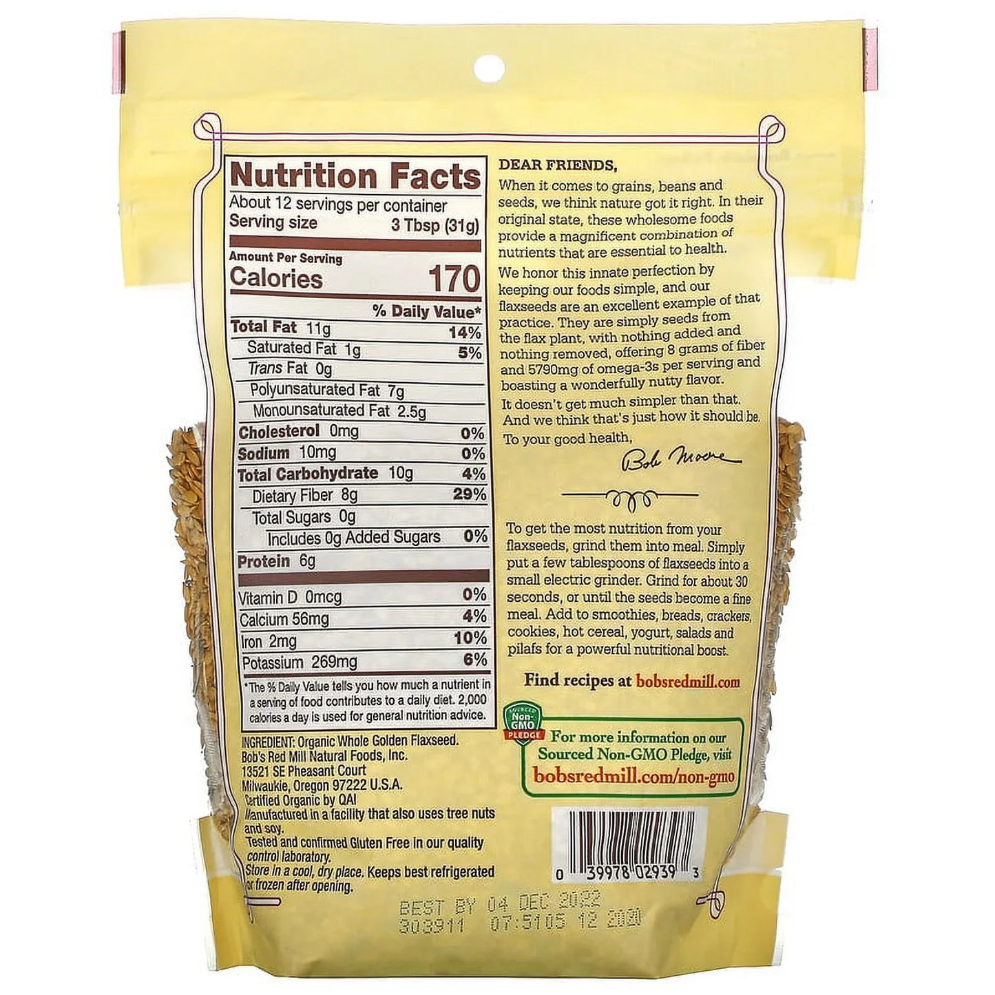 Bob's Red Mill Golden Flaxseeds, Case of 4, 13 oz.
