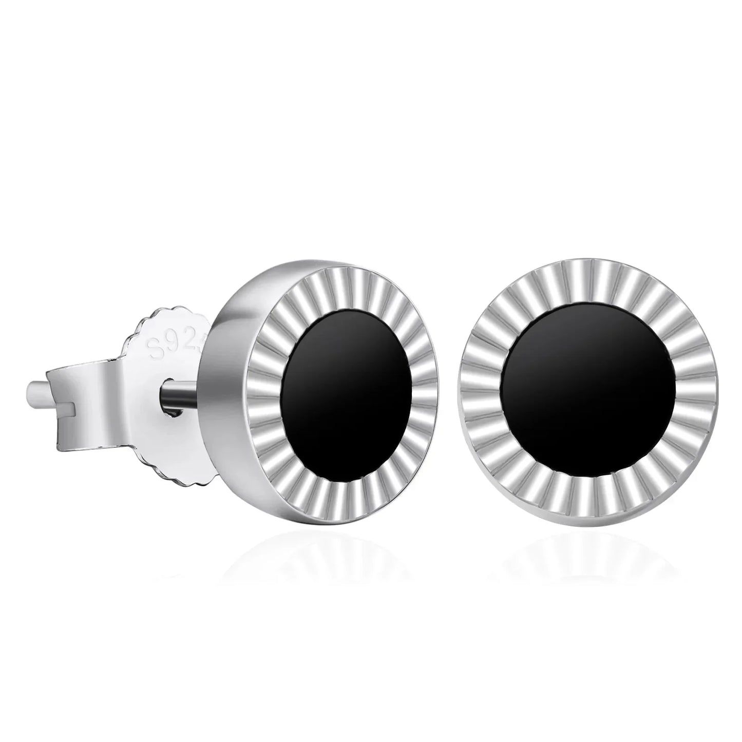 8mm Black Diamond Agate Round Stud Earrings in 925 Sterling Silver by Bling Proud | Urban Jewelry Online Store