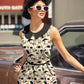 Cats & Plants Collared Dress - Plus Sizes only