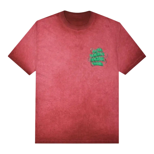 Anti Social Social Club New & Gone Men T-Shirt Red Mineral Wash