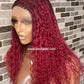 Wet And Wavy 100% Human Hair Knotless Braid Wig, HD Full Lace, Burgundy