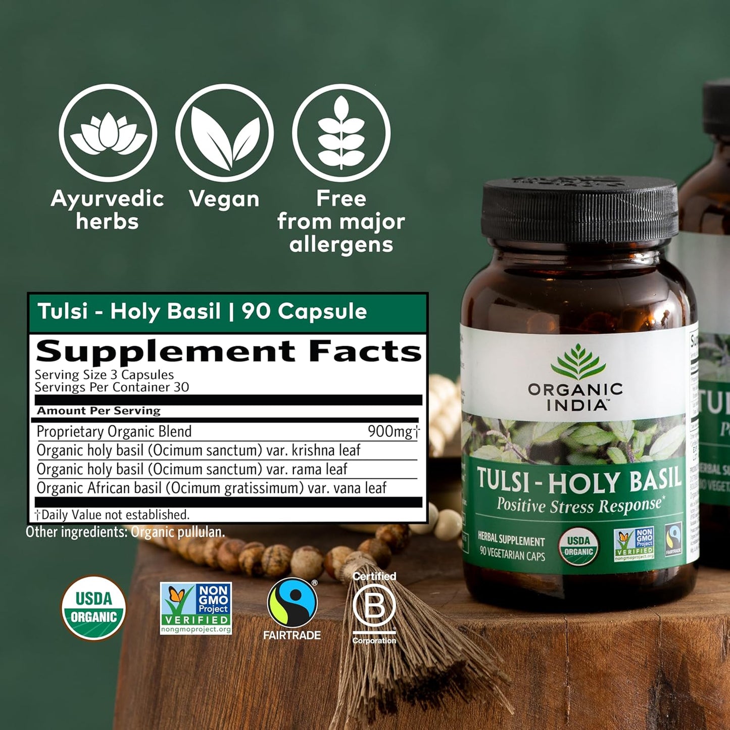Organic India Tulsi Holy Basil, 90 Capsules