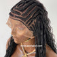 French Cornrow Bohemian Wig, Swiss Full Lace, Black, Waist Length, Standard Density - Sweetie