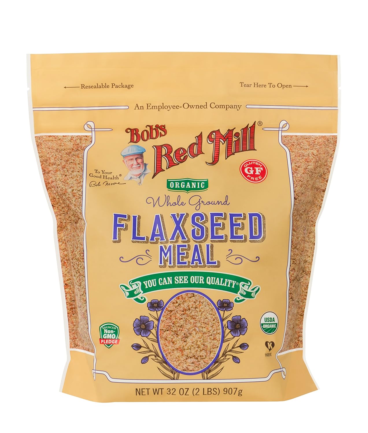 Bob's Red Mill Organic Flaxseed Meal Golden, Pack of 4, 16 Oz