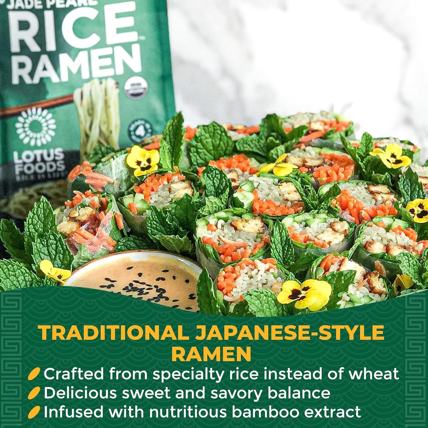 Lotus Foods Organic Jade Pearl Rice Ramen, 4 10 Oz Cakes (Pack of 6)