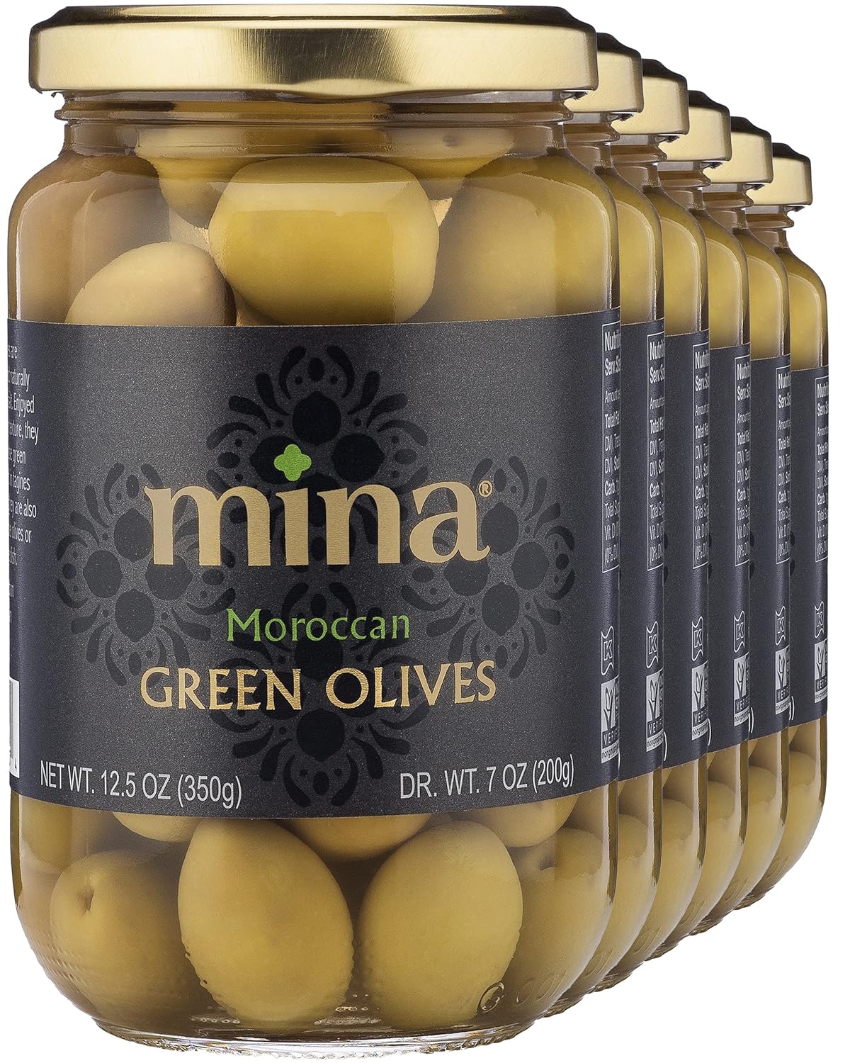 Mina Green Olives, Pack of 6, 12.5 Oz. Jars