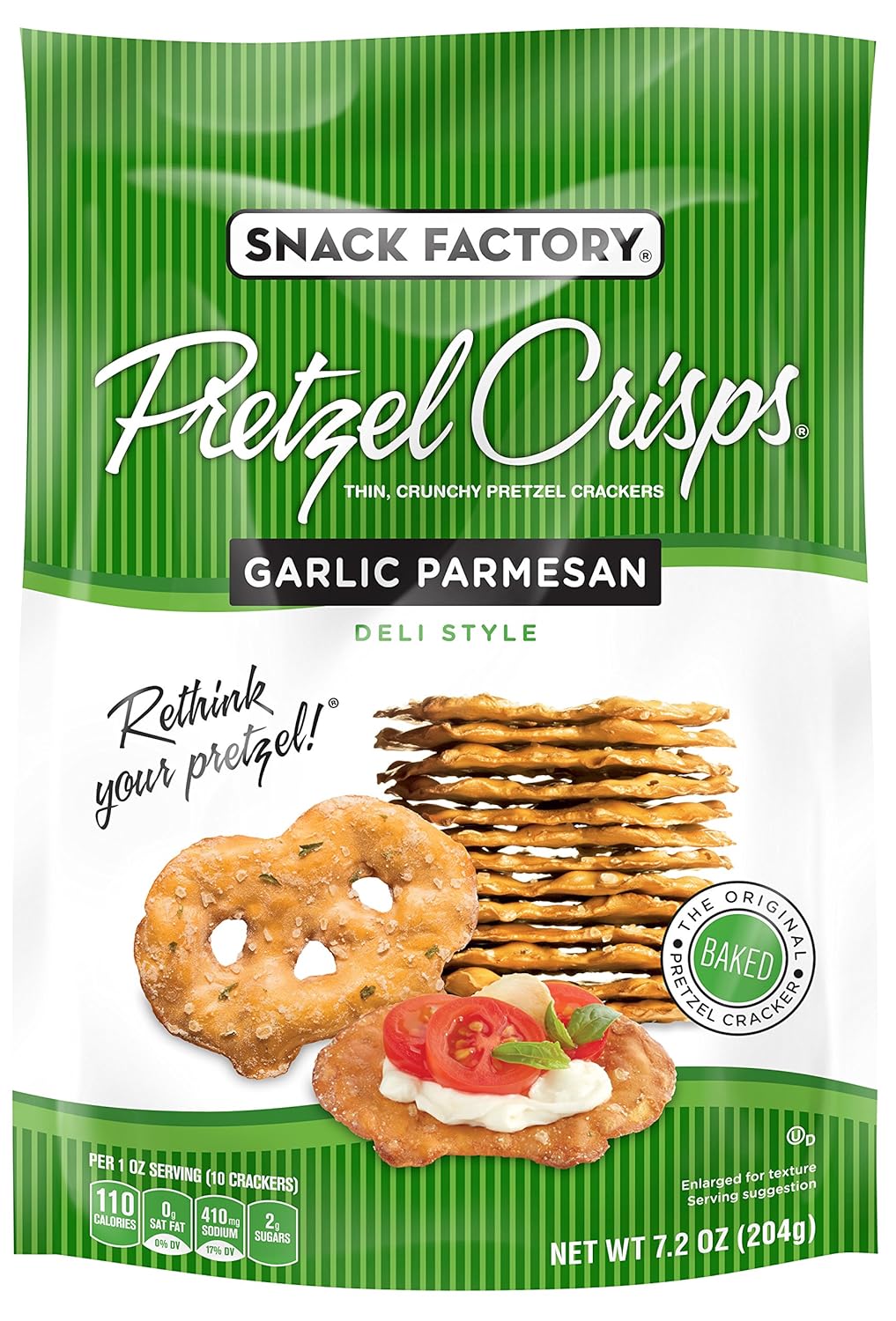 Snack Factory Garlic Parmesan Pretzel Crisps, 7.2 Oz., Case of 12
