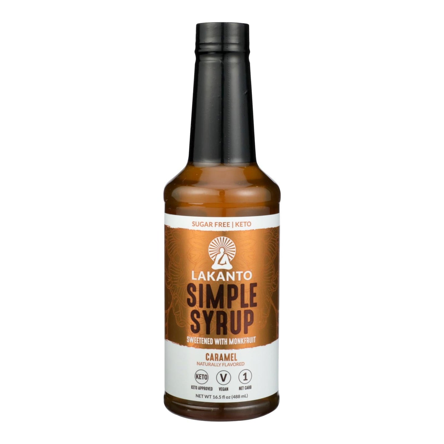Lakanto Monkfruit Sweetener Simple Syrup Caramel (Pack of 8) 16.5 Oz