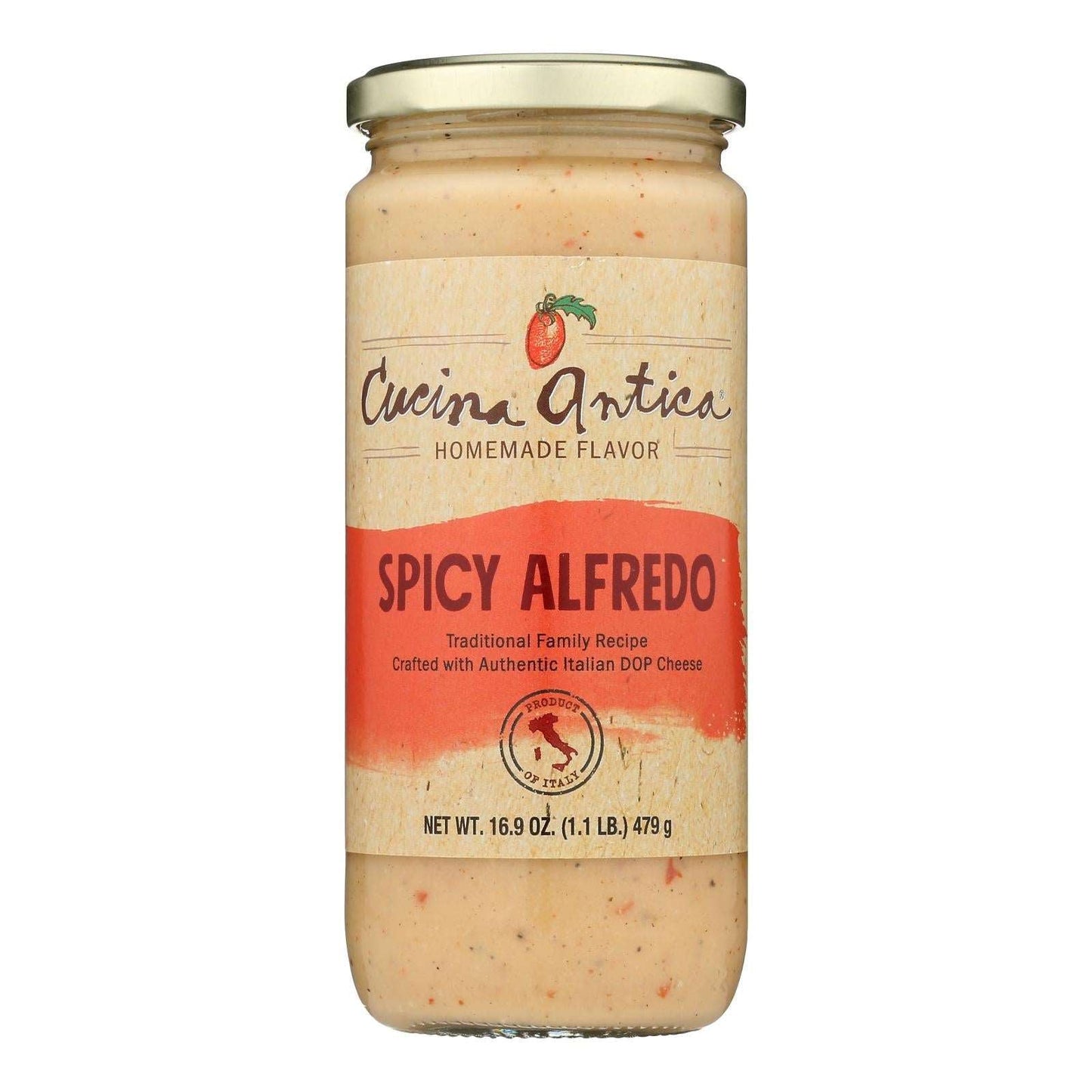 Alfredo Sauce, Spicy, 16.9 Oz Jars, Pack of 6, Cucina Antica