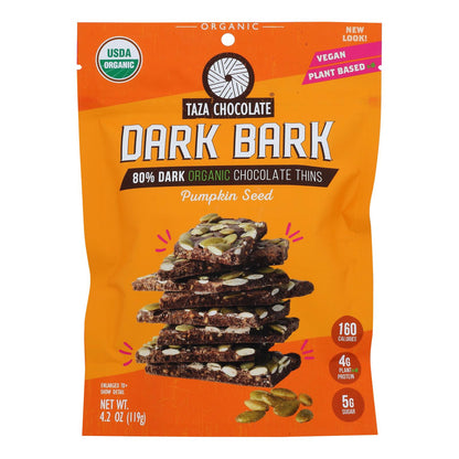 Taza Chocolate Organic Dark Bark (Pack of 12) - Pumpkin Seed - 4.2 Oz