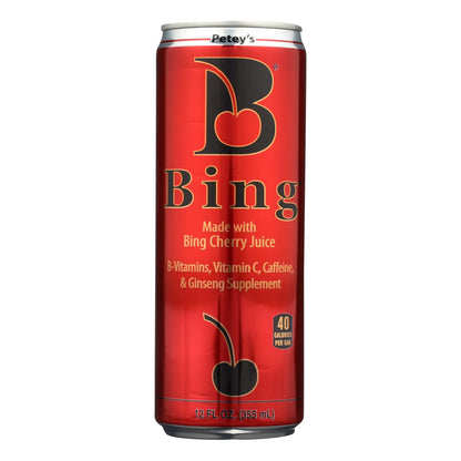 Petey's Bing Supplement: 24-Pack of 12 FZ Bottles with Bing Cherry Juice, B-Vitamins, Vitamin C, Caffeine, and Ginseng