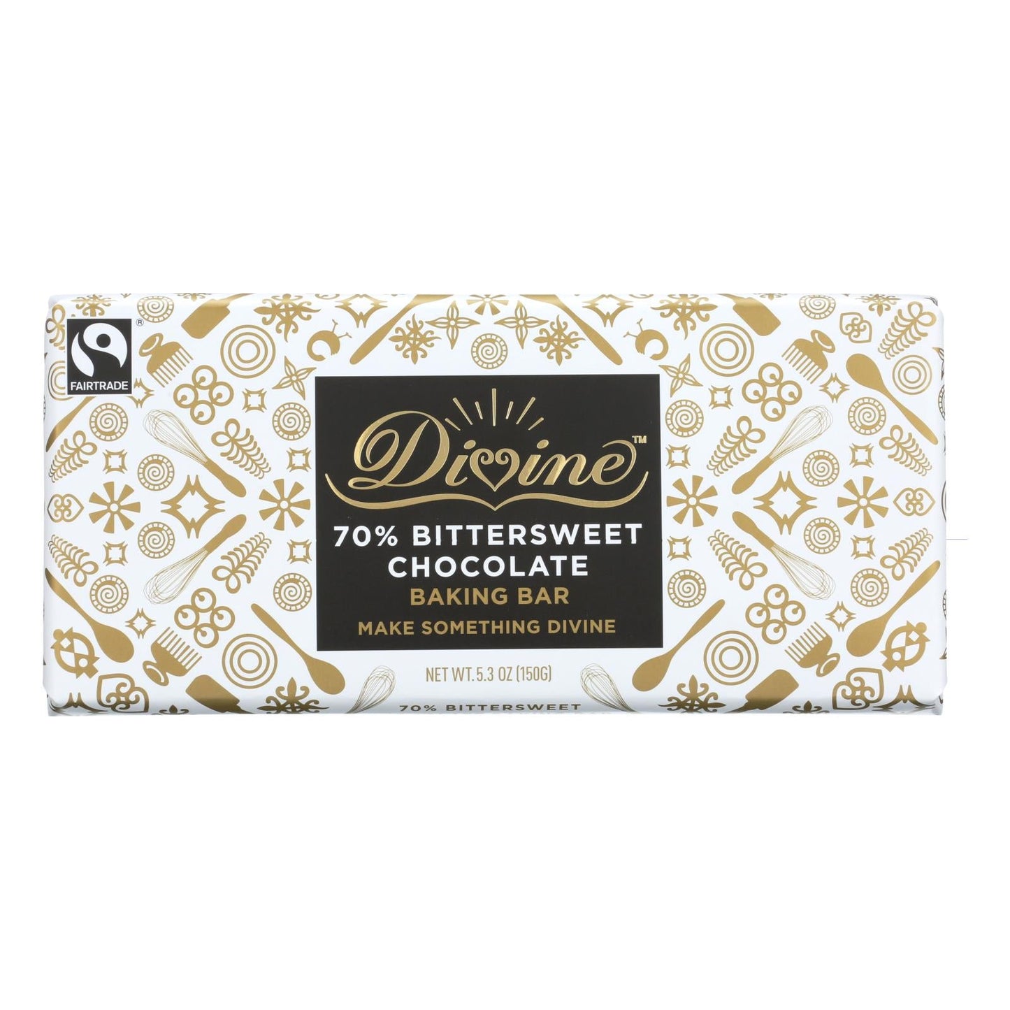 Divine Baking Bar - 70 Percent Bittersweet Chocolate (Pack of 12) - 5.3 Oz Bars