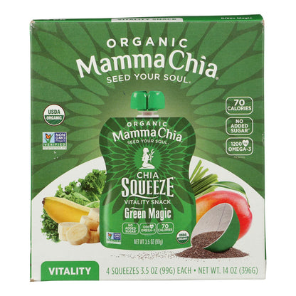 Mamma Chia Green Magic Vitality Squeeze Snack, 3.5 oz, Pack of 6