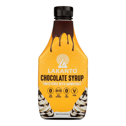 Lakanto Zero-Calorie Monkfruit Sweetened Chocolate Syrup (Pack of 8 - 16 Fl Oz.)