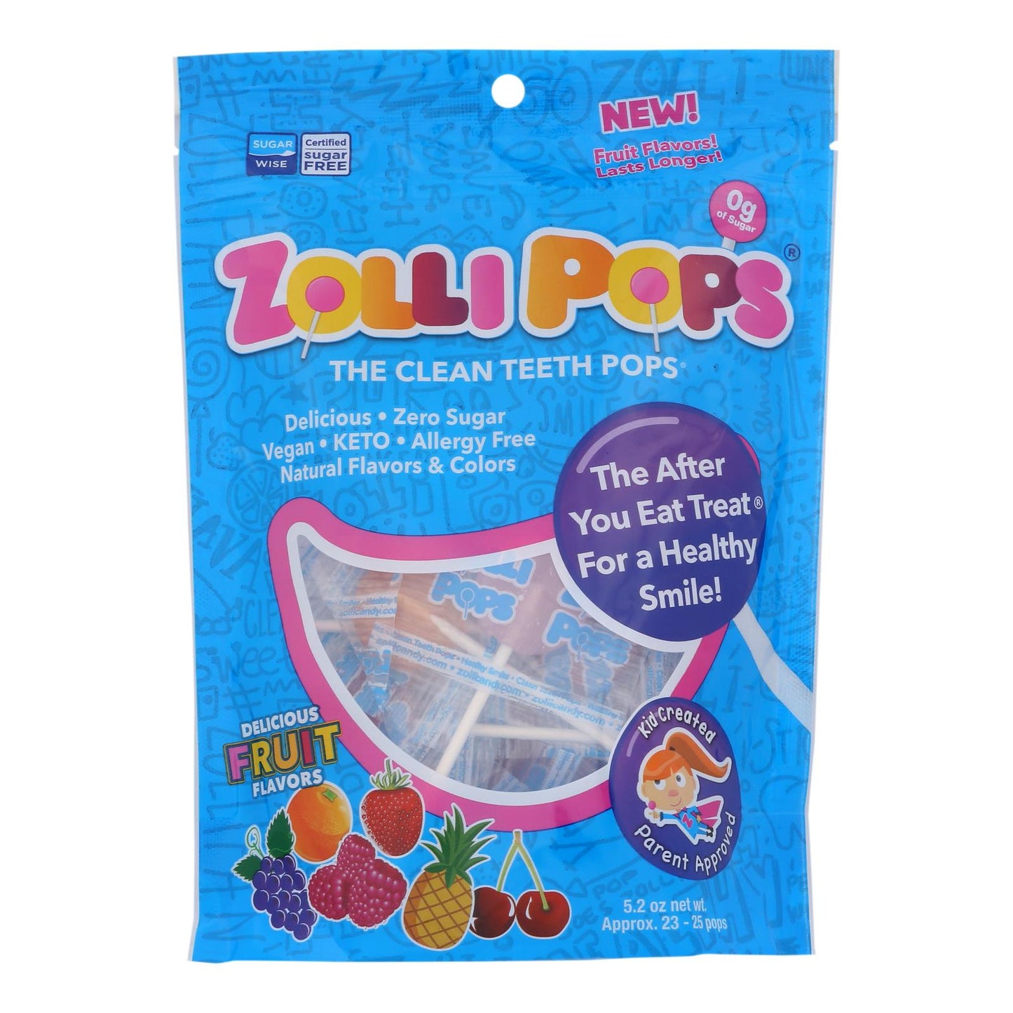Zolli Pops Assorted Fruit Candy (25 Pops, Pack of 16)