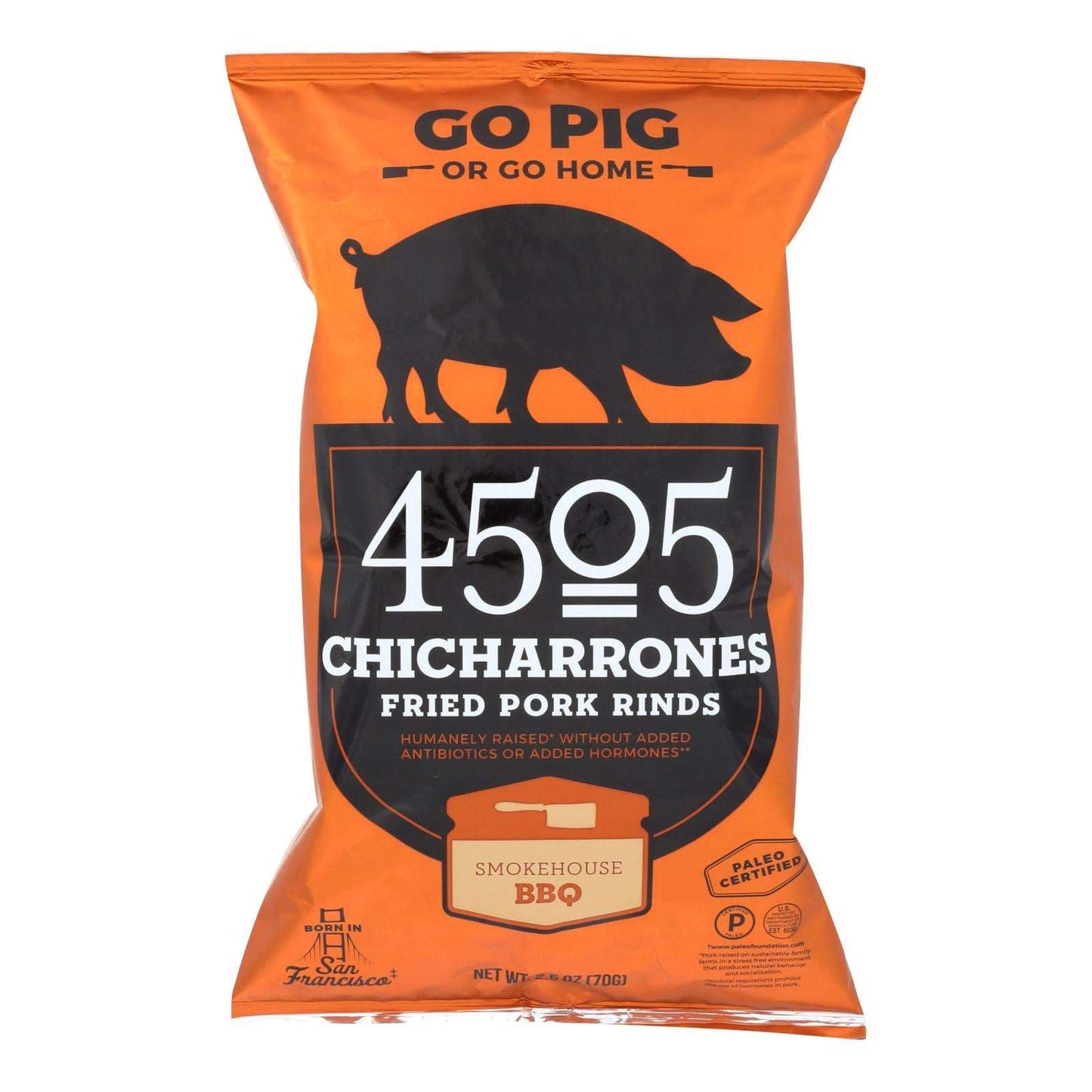 4505 - Pork Rinds, Chicharrones Smokehouse BBQ Flavor, 12 Pack, 2.5 Ounce Bags