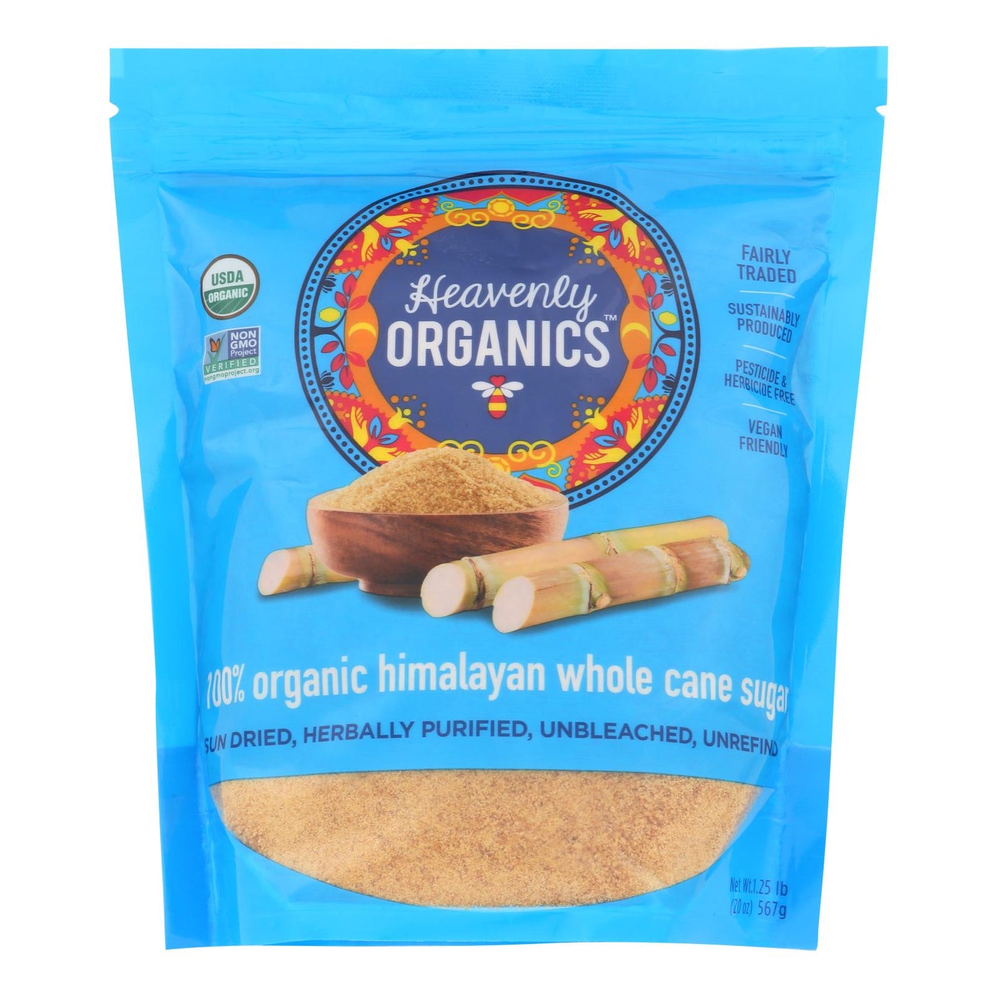 Heavenly Organics 100% Organic Hvnly Sugar Bulk, 20 Oz - Pack of 6