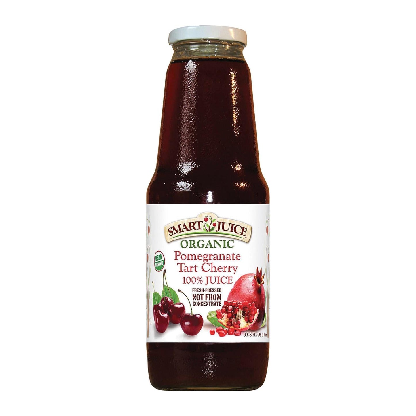 Smart Juice Organic Pomegranate Tart Cherry | 33.8 Fl Oz | Pack of 6 Bottles