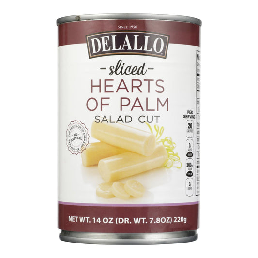 Delallo Sliced Hearts of Palm Salad Cut, Pack of 12, 14.1 Oz